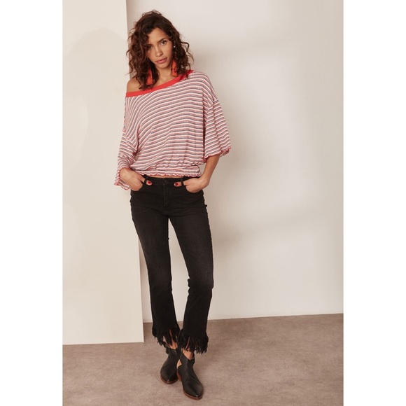 Free People Tops - Free People Ebony Striped Tee